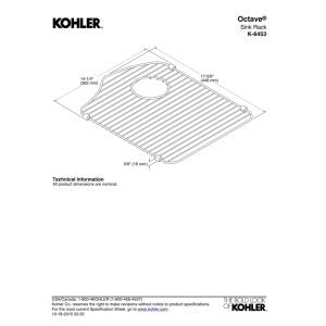 Kohler 6453-St Octave Right-Hand Sink Rack For Octave K-3842 And K-3843 Sinks, Stainless Steel, 1.00 X 17.62 X 14.23 Inches